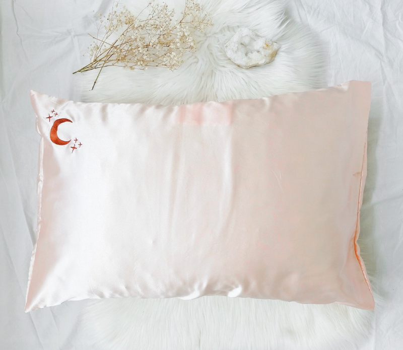 Goddess Provisions - Wholesale Bedding Pillowcase/Sham - Crystal Dreams Pillowcase, Cosmic Sleep Moon Pink Vegan Silk0