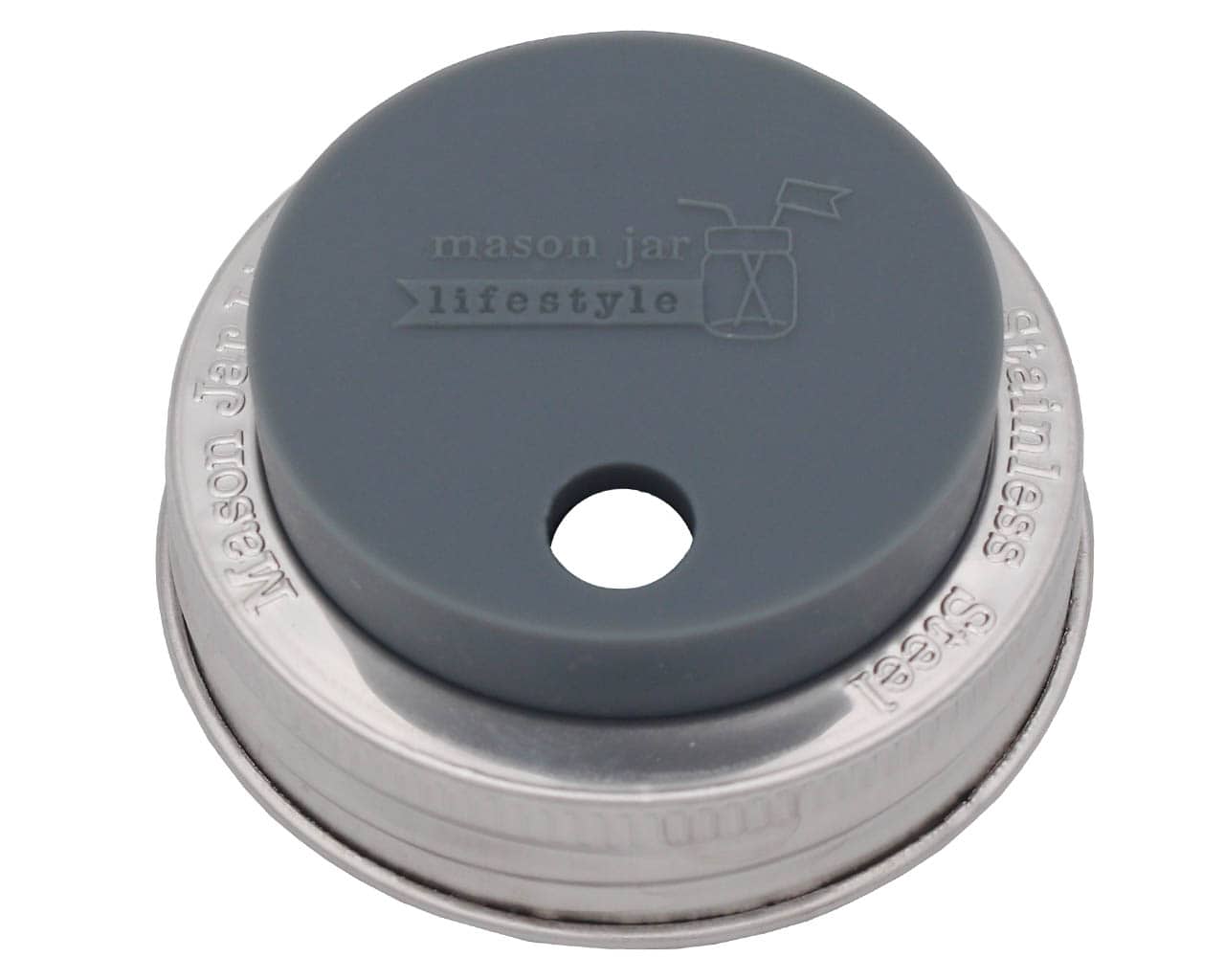 Mason Jar Lifestyle - Wholesale Drink Lids - Silicone Straw Hole Tumbler with Stainless Steel Band for Mason Jars0