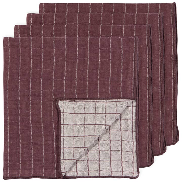 Danica Heirloom - Wholesale Dinner & Cloth Napkin - Ash Plum Double Weave Set of 4