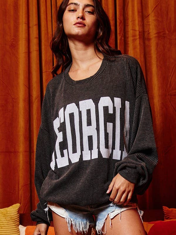 BUCKETLIST - Wholesale Graphic Sweatshirt - Women's - T1770C  Georgia Comfy Oversize Graphic Sweatshirt, Gameday20