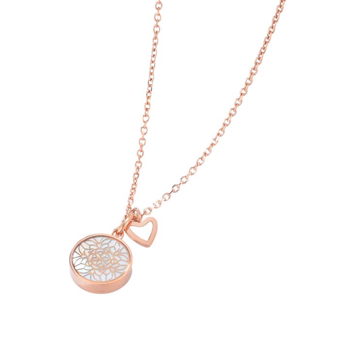 Aroma Rose Gold Necklace With Mother-of-Pearl Diffuser Pendant for wholesale by Casida