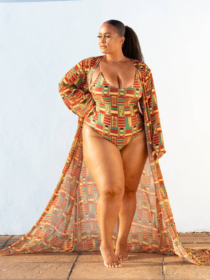 ASANTEWA SWIMWEAR COVER-UP- JAMES TOWN PRINT (COVER-UP ONLY) for wholesale by Ashanti Swimwear