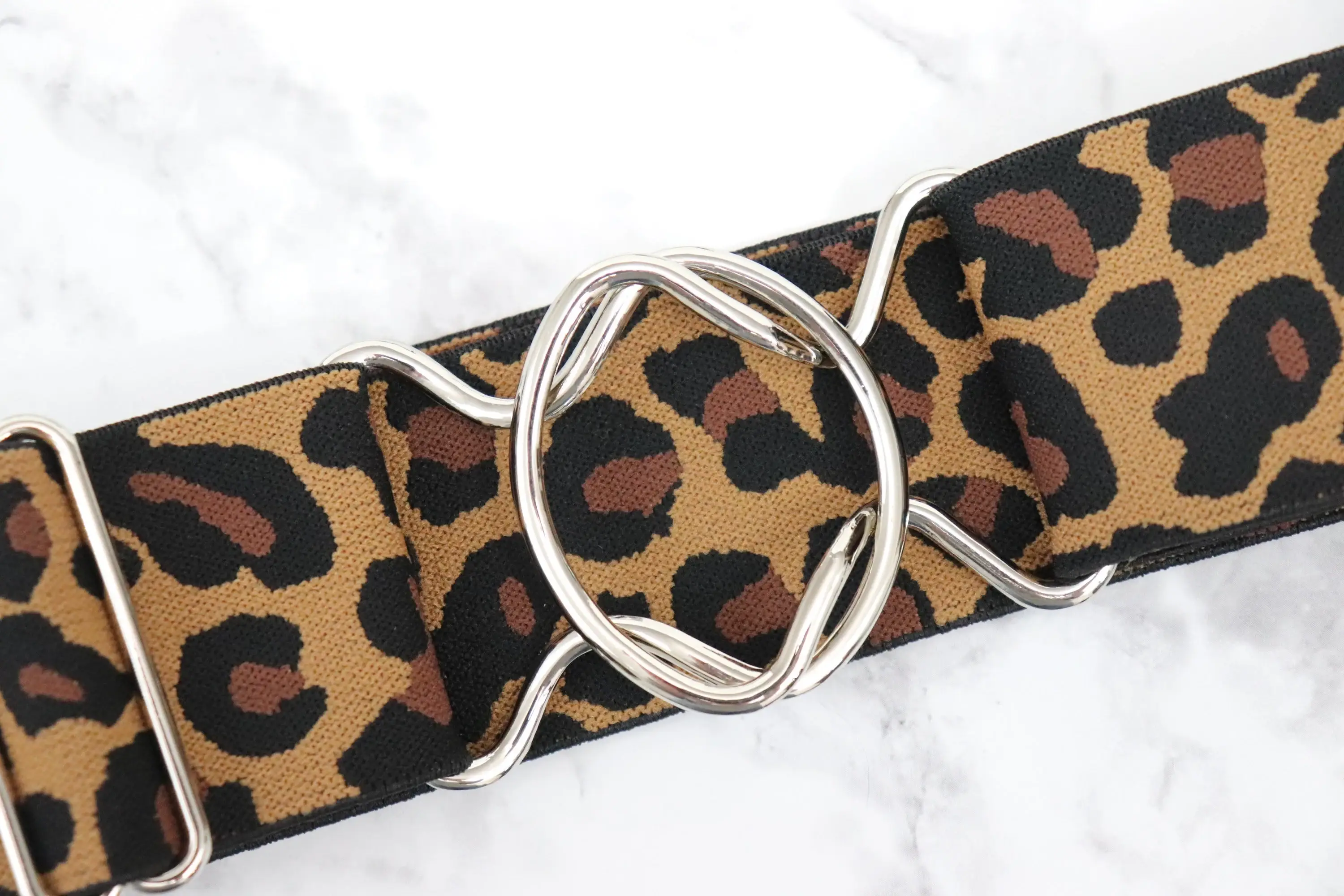 Heads Up Apparel - Wholesale Belt - Women's - 2 inch Brown cheetah Elastic Equestrian Belt 1