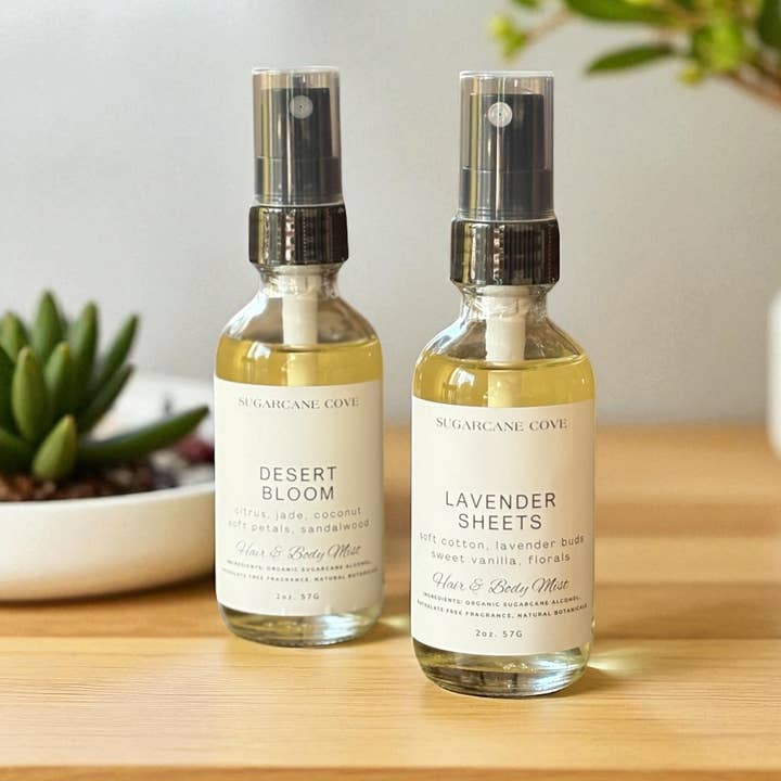 2oz - AROMATHERAPY HAIR + BODY MISTS | Organic Sprays for wholesale by Sugarcane Cove Company
