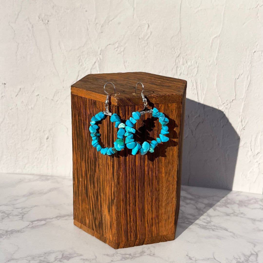 Gypsy Soul - Wholesale Dangle Earrings - Boho Gemstone Earrings Hoop - 12 Pairs