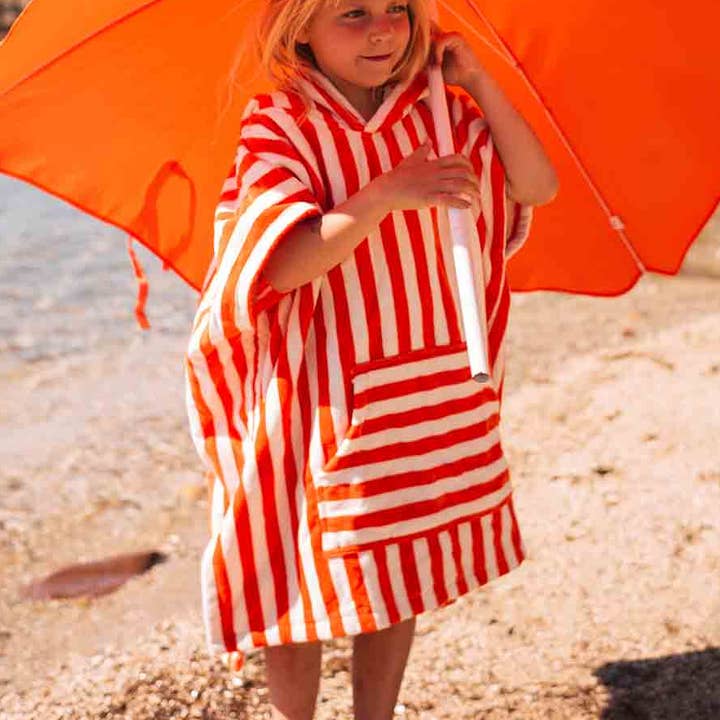 KIDS PONCHO SUZON STRIPES TOMATO for wholesale by Rose in April