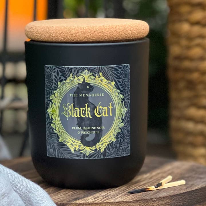 Black Cat - Plum, Jasmine Noir & Patchouli Candle for wholesale by Menagerie Candle Co.