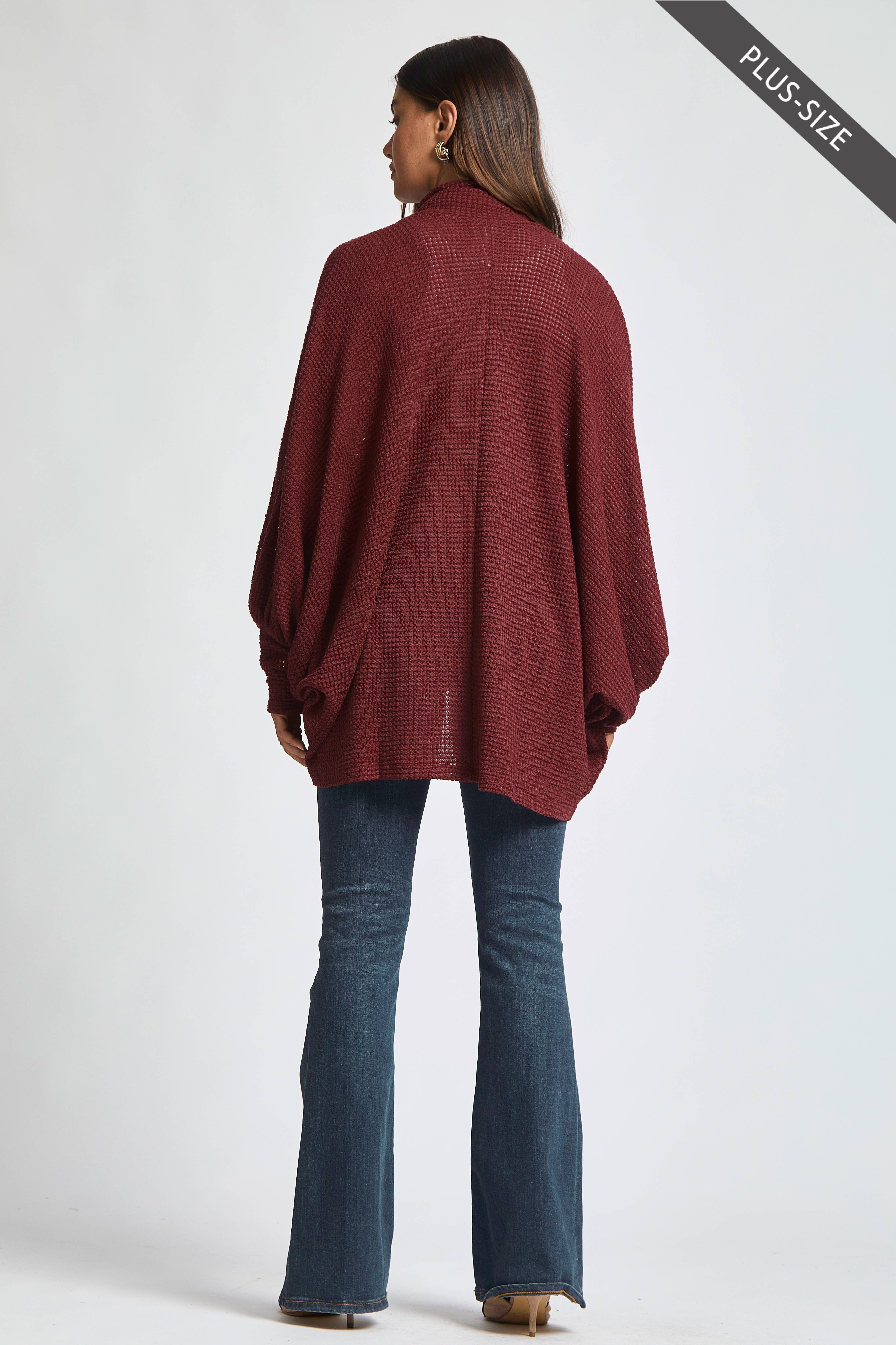 Dear Scarlett - Wholesale Cardigan - Women's - PLUS SIZE Crochet Knit Cardigan Batwing Sleeve12