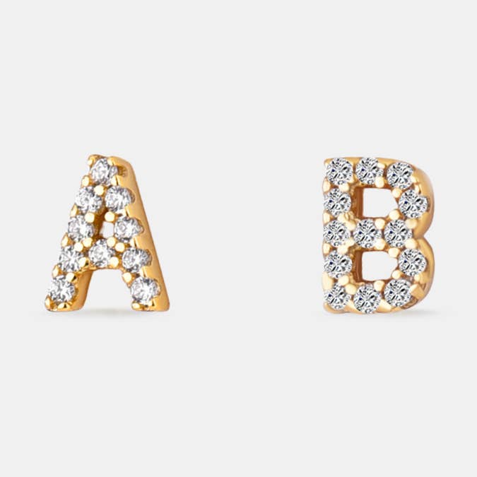 Tiny Initial Letter Stud Earrings in 925 Sterling Silver for wholesale by Perimade & Co. LLC