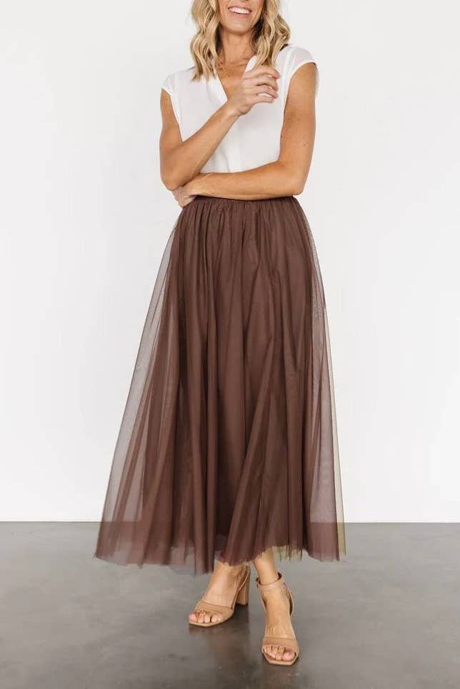 Rosa Clothing - Wholesale Skirt - Women's - 20 colors Ethereal Flowy Elastic Waist Pleated Tulle Skirt40
