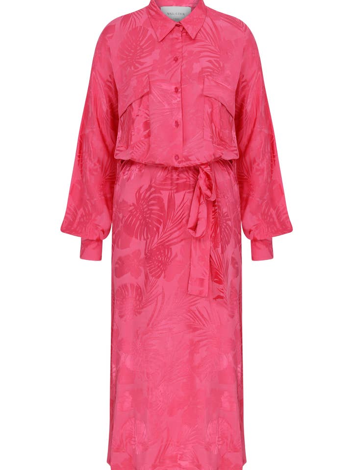 Vestido camisero de jacquard Cassin para venta al por mayor de NAZLI CEREN