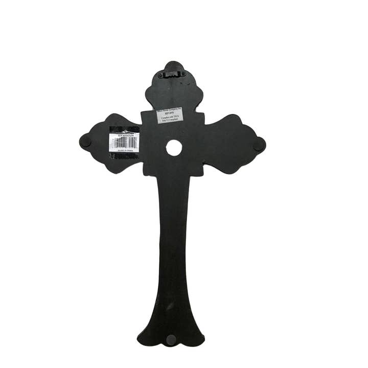 Wilco Home – Großhandel Wandkreuze – Handgeschnitztes Holz St. Paul Wandkreuz in rustikalem Schwarz/Silber