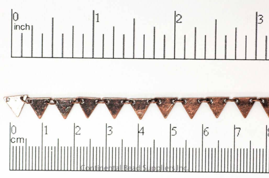 Continental Beads - Wholesale Craft Supplies - 7.25mm Solid Triangle Pennant Drop Specialty Chain Sold by The Foot - CH 9043