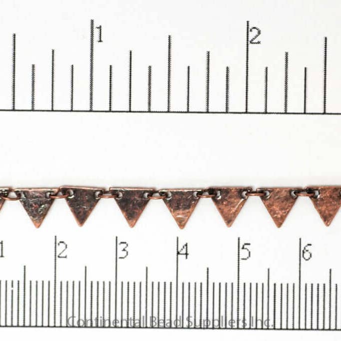 Continental Beads - Wholesale Craft Supplies - 7.25mm Solid Triangle Pennant Drop Specialty Chain Sold by The Foot - CH 9043