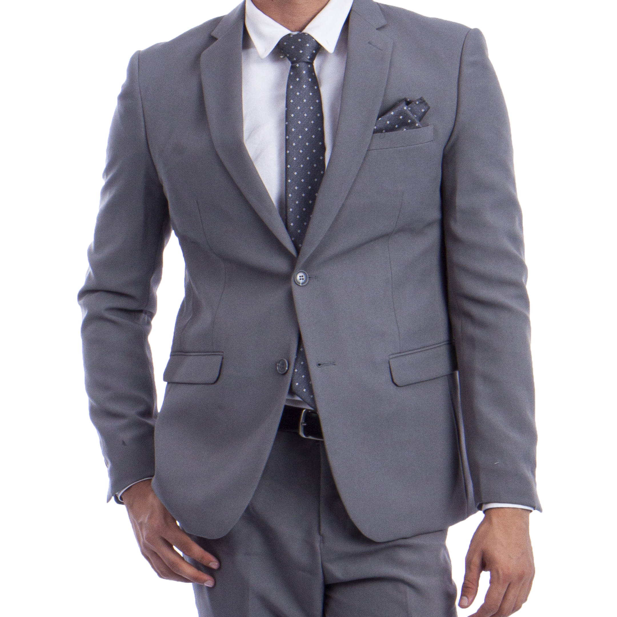 Gray Light Grey Polyester Hybrid Fit Mens Suit 2pc by Vitto for wholesale on Faire5