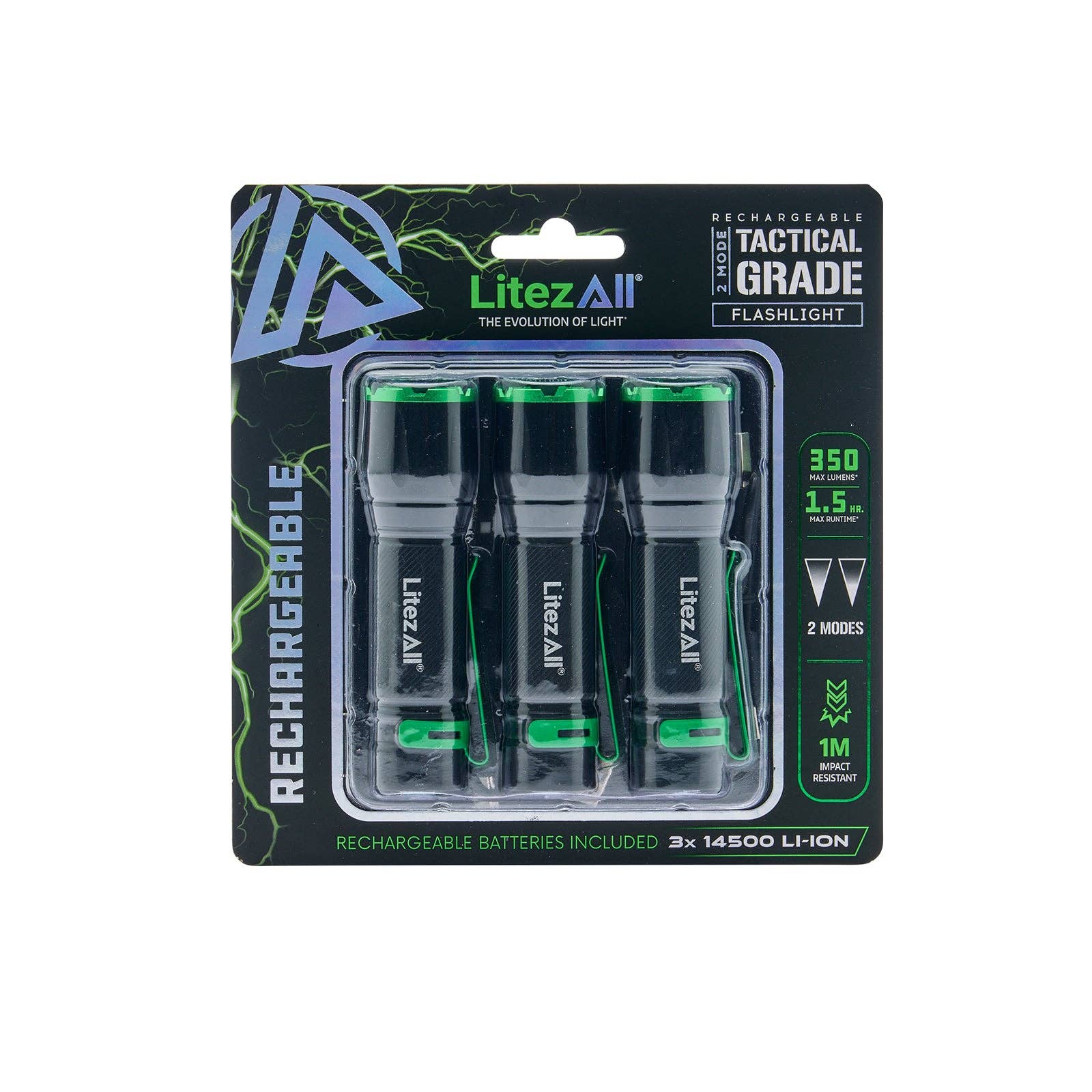 LitezAll - Wholesale Flashlight - LitezAll® Rechargeable EDC Tactical Grade Flashlight 3 Pack20