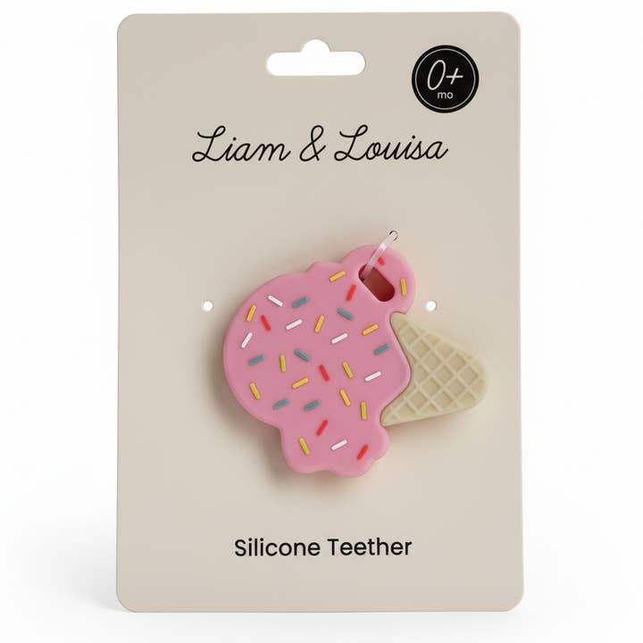 Strawberry Ice Cream Cone Silicone Teether - Baby Gifts   for wholesale by Giften Market
