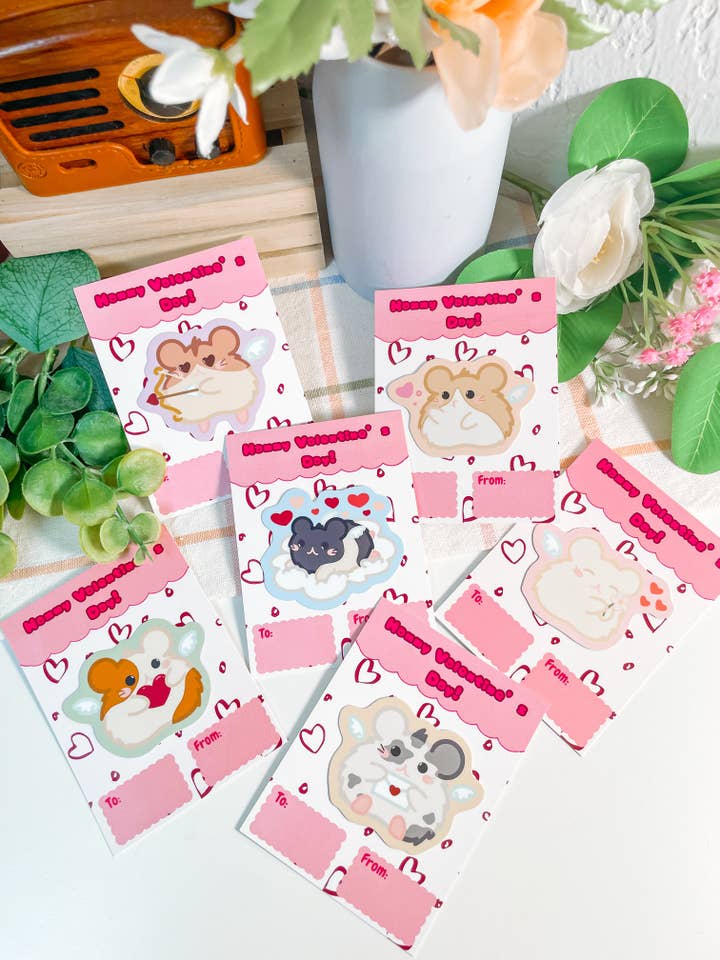Hammy Valentines Stickers for wholesale by The Bellinghamsters