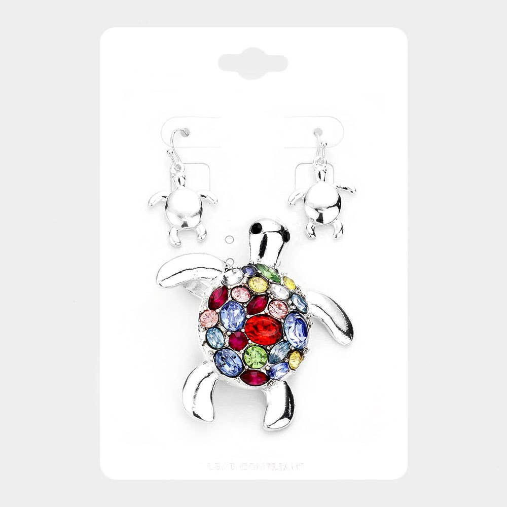 Sensibling Corp. – Engroshandel Smykkesæt – Multi Stone Turtle magnetisk vedhængssæt0