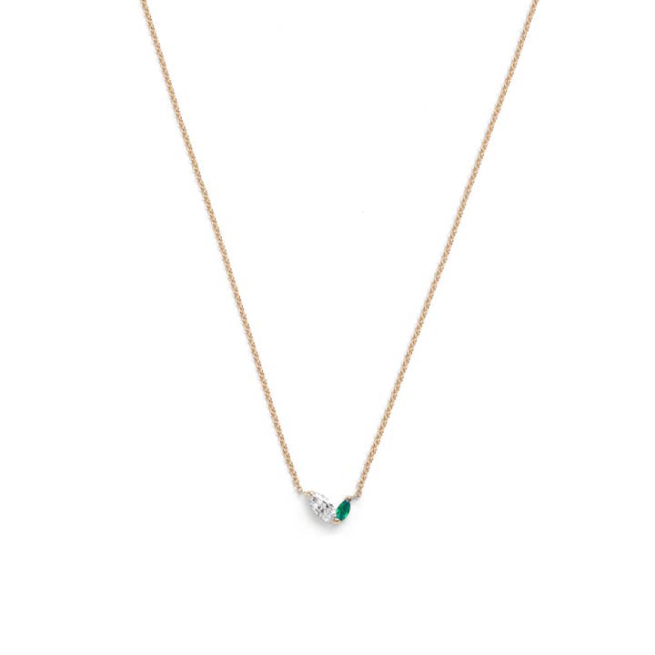 Defne Necklace | White Diamond & Emerald for wholesale by Selin Kent