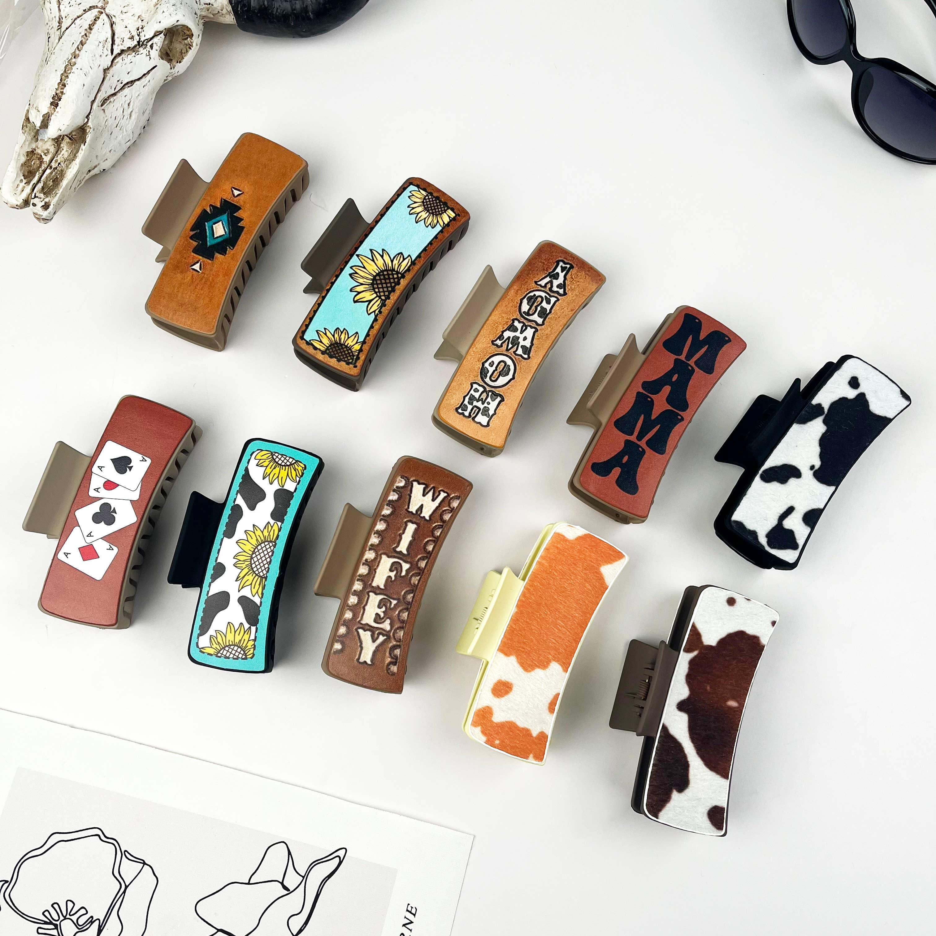 mildstyles - Wholesale Hair Clip - Women's - Western cowboy vintage leather hair claw clip9