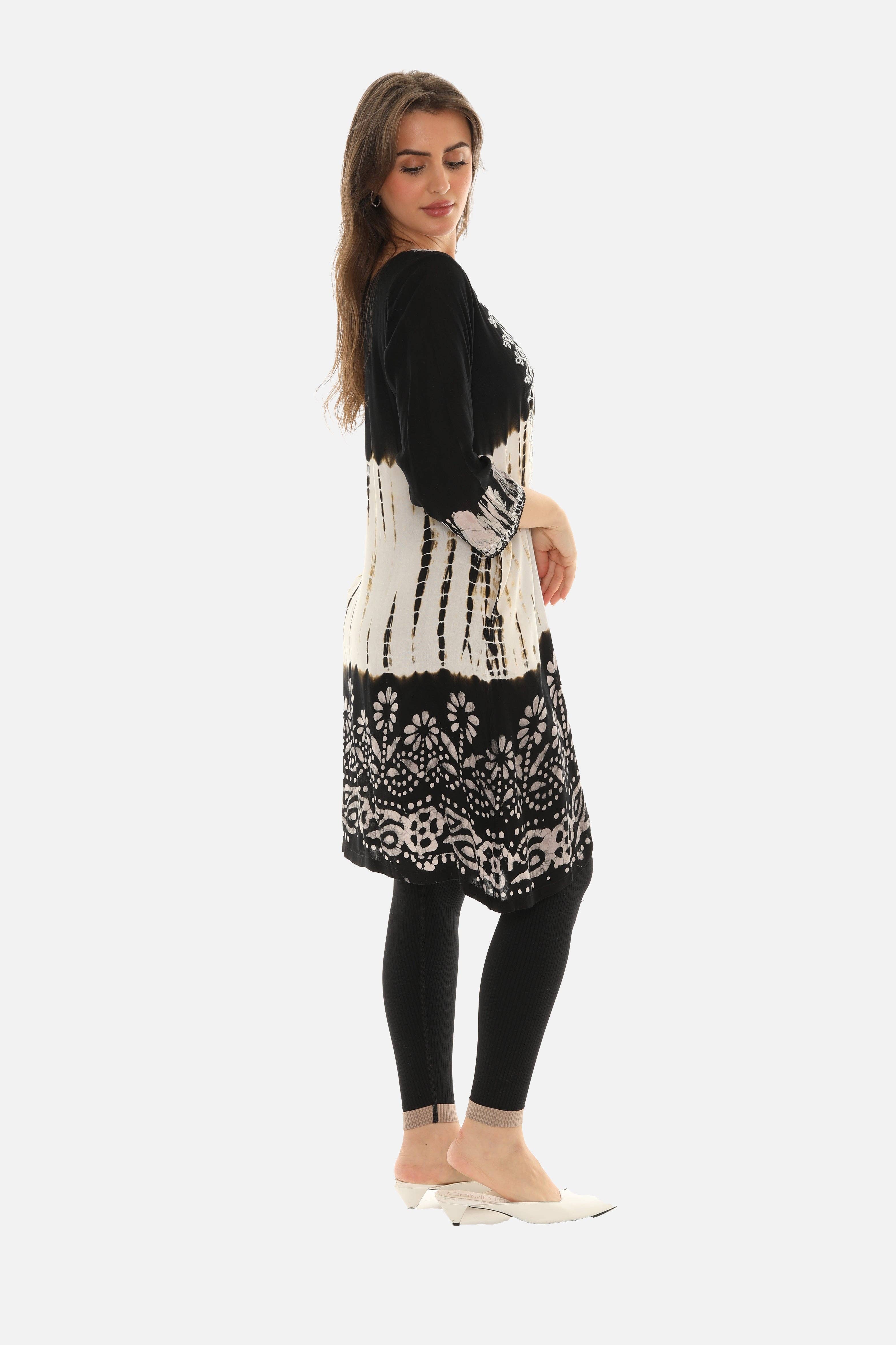 BLACK Boho Chic Tie Dye Long Duster for wholesale on Faire2