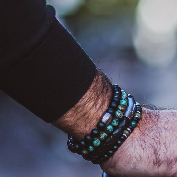 by julian - Vendita all'ingrosso Bracciale con perline - Bracciale da uomo con perle di ossidiana opaca da 10 mm1