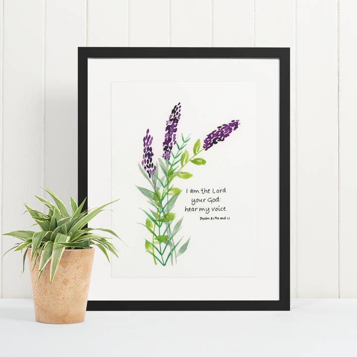 Illustration à l'aquarelle des Psaumes 81:9 a et 11 pour la vente par Mary Reichter