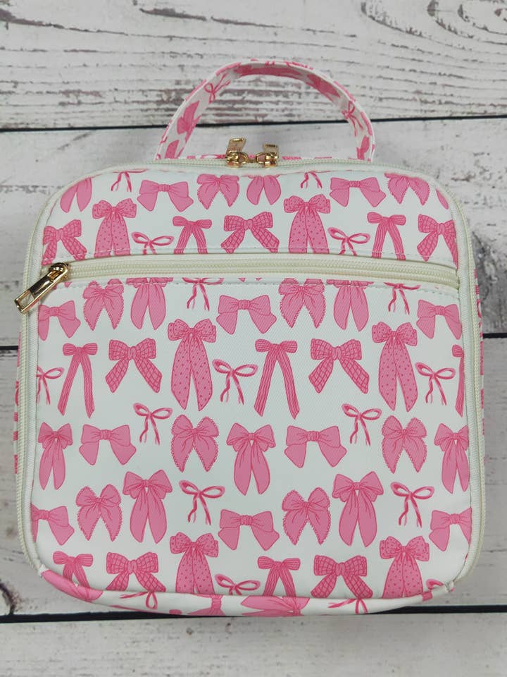 Bow Printed Canvas Lunch Boxes Bag for wholesale by sassy kids palace