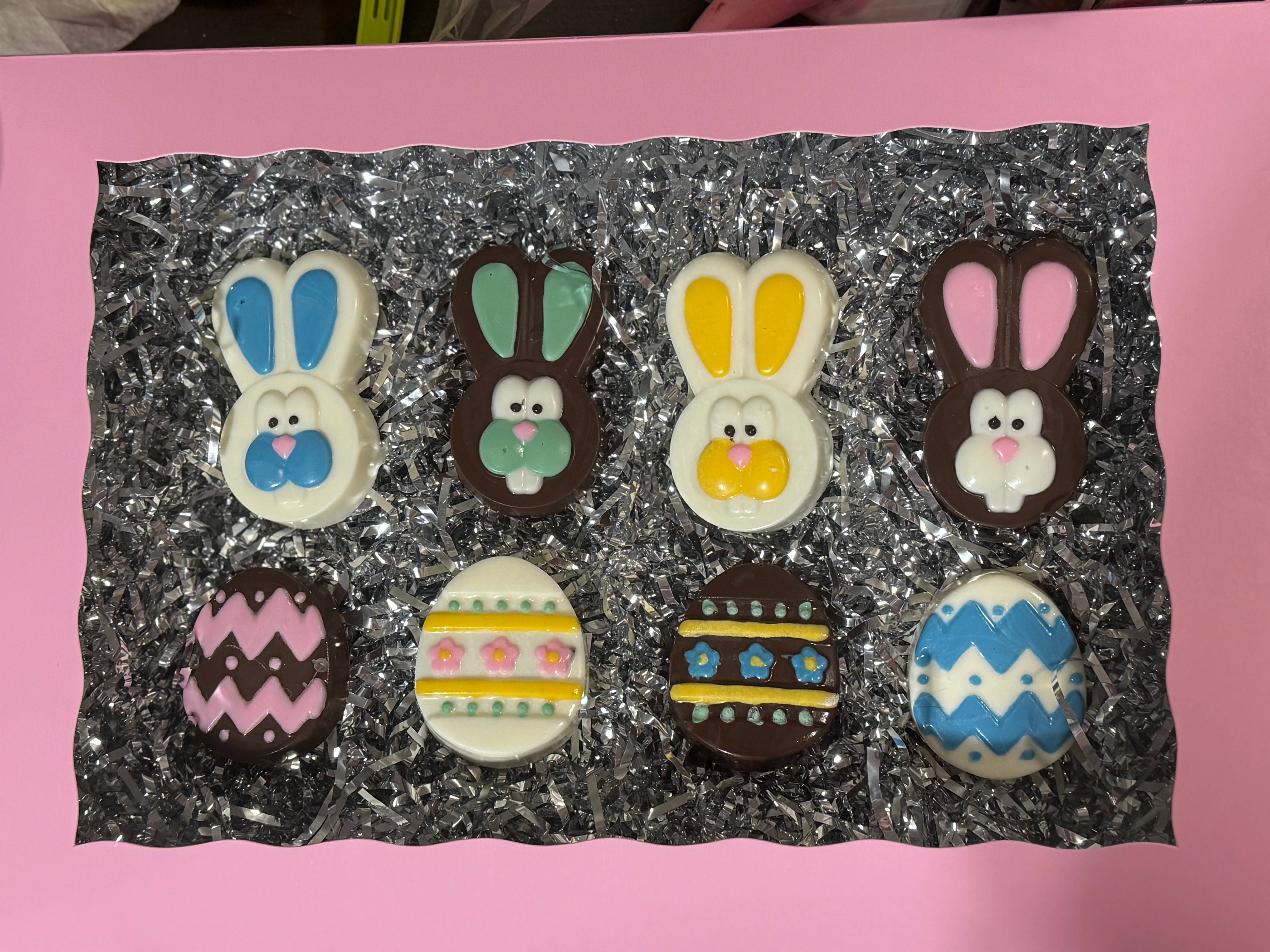 Frosted Cupcakery Bakery - Wholesale Chocolate Covered Sweets - Easter Bunny and Egg Chocolate Covered Sandwich Cookies 2
