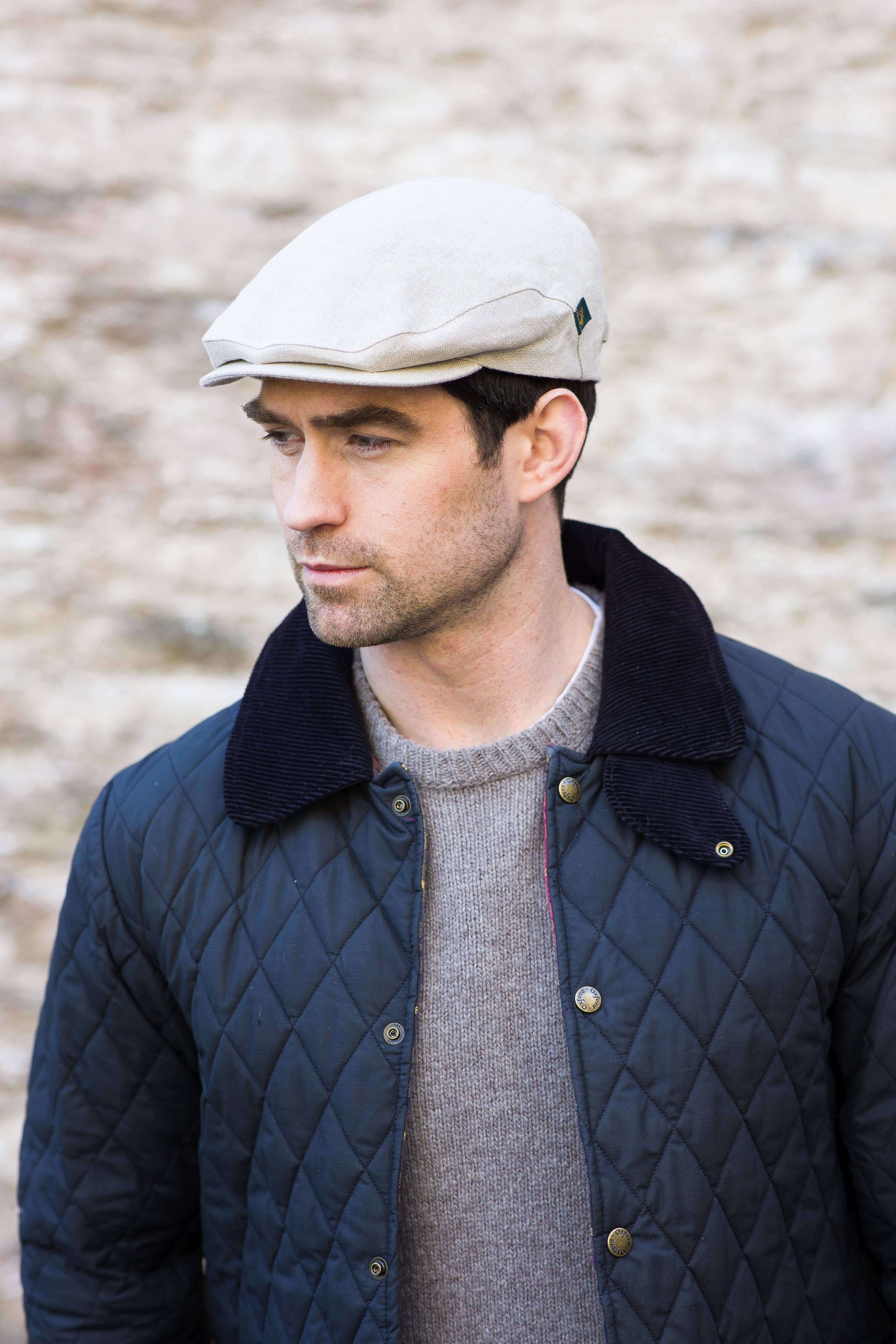 Mucros Weavers - Wholesale Newsboy/Schoolboy Hat - Men's - Trinity Linen Natural1