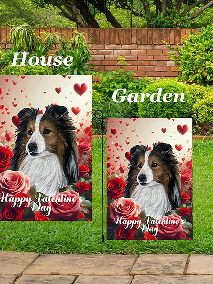 Sheltie Sable - Valentine House Flag for wholesale by Best of Breed Products