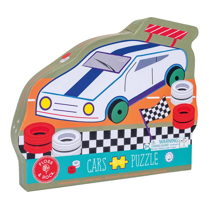 Floss and Rock - Wholesale Puzzle - Kids - Cars 40pc "Racing Car" Shaped Jigsaw with Shaped Box