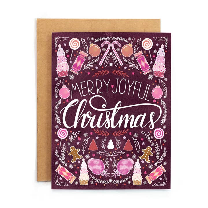Wild Croft Studio - Wholesale Christmas Card - Merry Joyful Christmas Greeting Card0