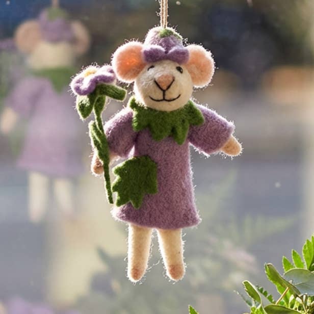 Handmade Felt Violet the Mouse Hanging Decoration for wholesale by Felt So Good
