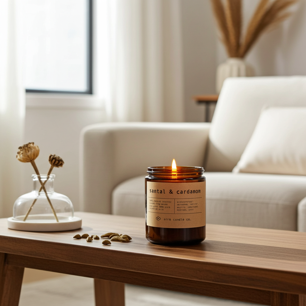 aire candle co. - Vente Bougie en bocal - bougie en cire d'abeille santal & cardamome2