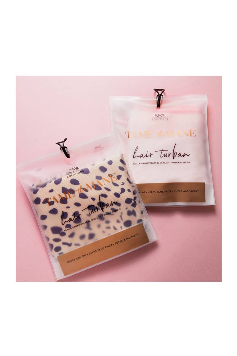 PINEAPPLE Beauty - Wholesale Hair Towel/Wrap - CALA 69249 Cheetah Spa Solutions Hair Turban - 6pc3
