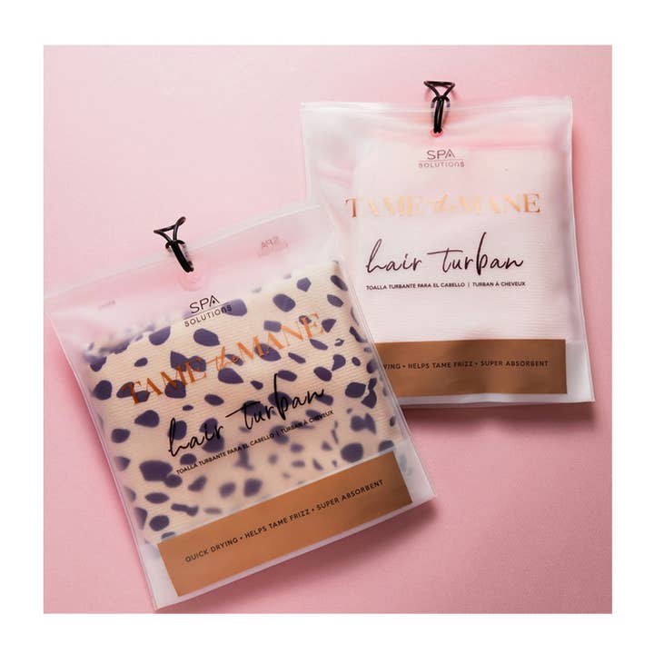 PINEAPPLE Beauty - Wholesale Hair Towel/Wrap - CALA 69249 Cheetah Spa Solutions Hair Turban - 6pc3