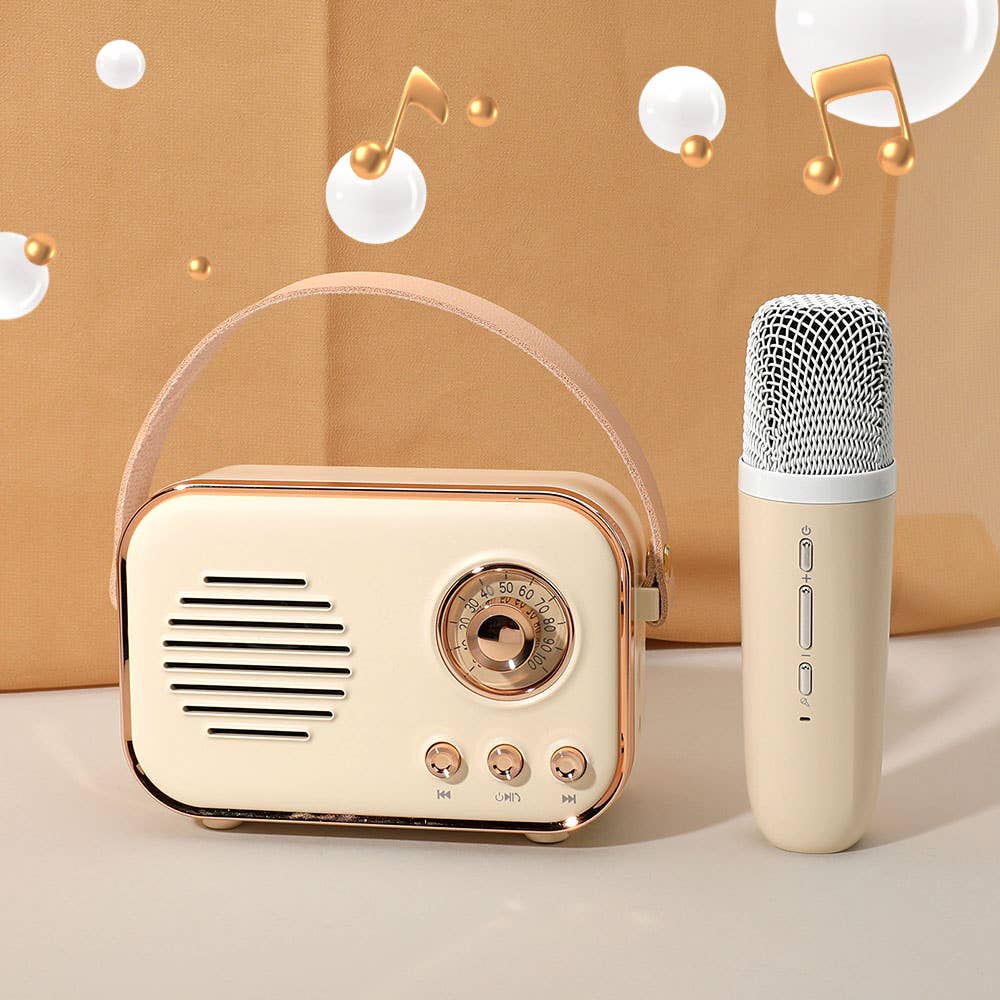 Sensibling Corp. – wholesale Speakers – Mini Retro Karaoke Machine Bluetooth Speaker with Microphone2