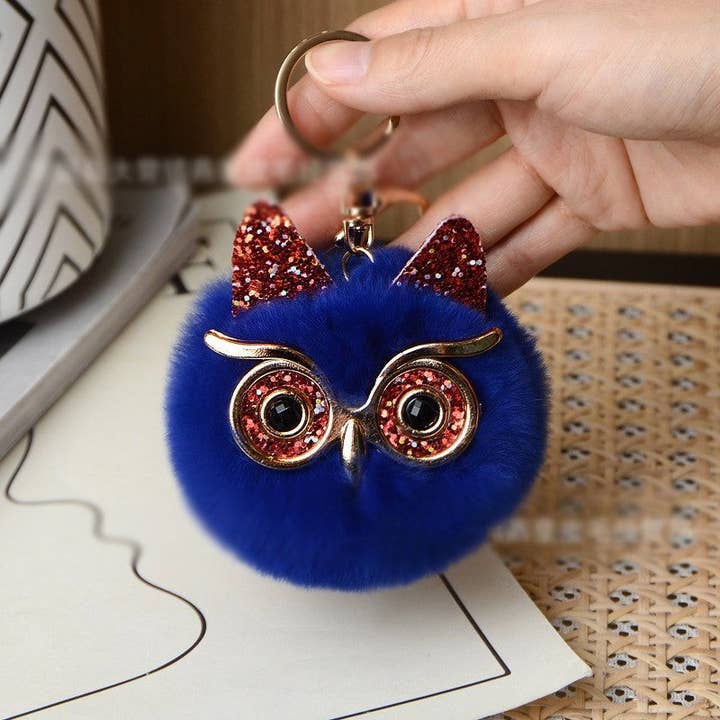 FurDecoration - Wholesale Keychain – Women's - Adorable Rex Rabbit Fur Owl Keychain3