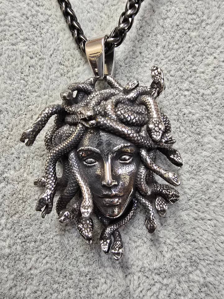Medusa Stainless Steel Necklace - Bold & Detailed Design for wholesale by 2 Greeks Inc