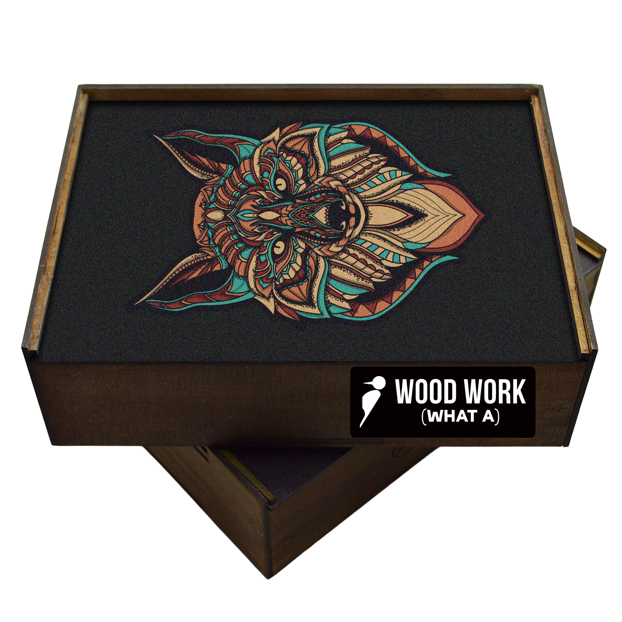 WAWW Artisanal Wooden Puzzles - Wholesale Puzzle - Adult - WOLF wooden jigsaw Puzzle | 23" Whimsies | Animal Totem6