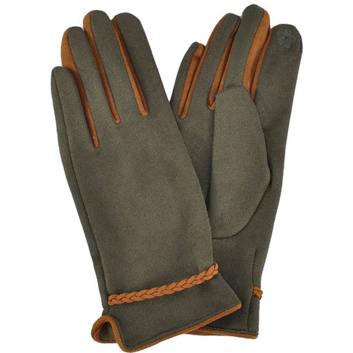 anbfashion - Wholesale Gloves - Women's - BRAIDED BAND SUEDE SMART GLOVES MG-00662