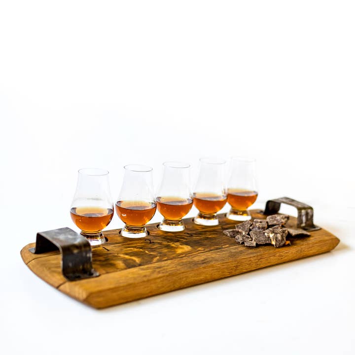 Whiskey Flight Board - Reclaimed Barrel Stave Tasting Set for wholesale by Sono Inspired