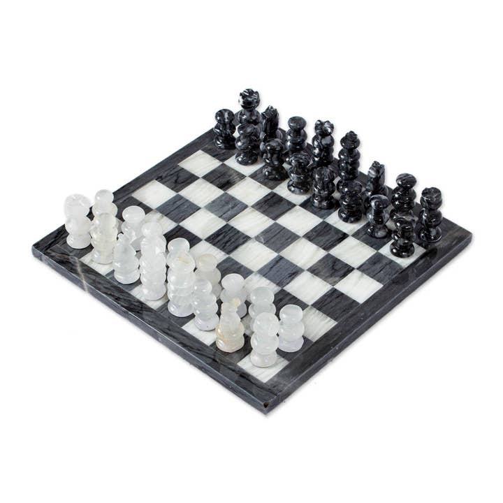 NOVICA Sophisticated Challenge Marble and onyx chess set for wholesale by NOVICA