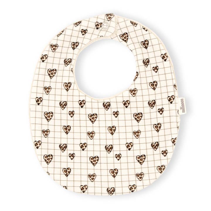Bavoir maille coton bio carreau coeur graou pour la vente par Millinoon