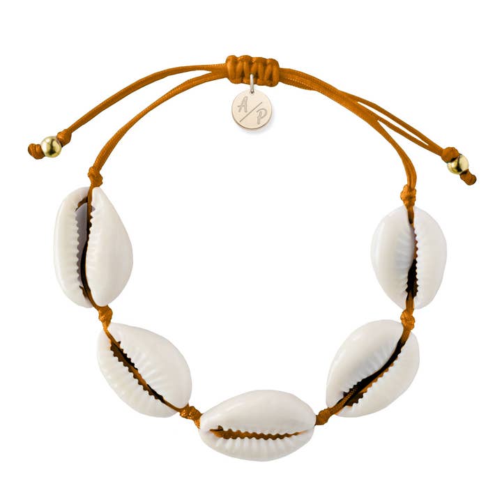 Natural Shell Adjustable Bracelet - Pumpkin Spice for wholesale by Adriana Pappas Designs