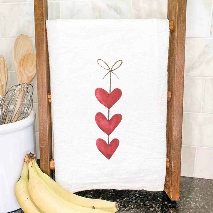 String of Hearts - Cotton Tea Towel for wholesale by Indigo Tangerine