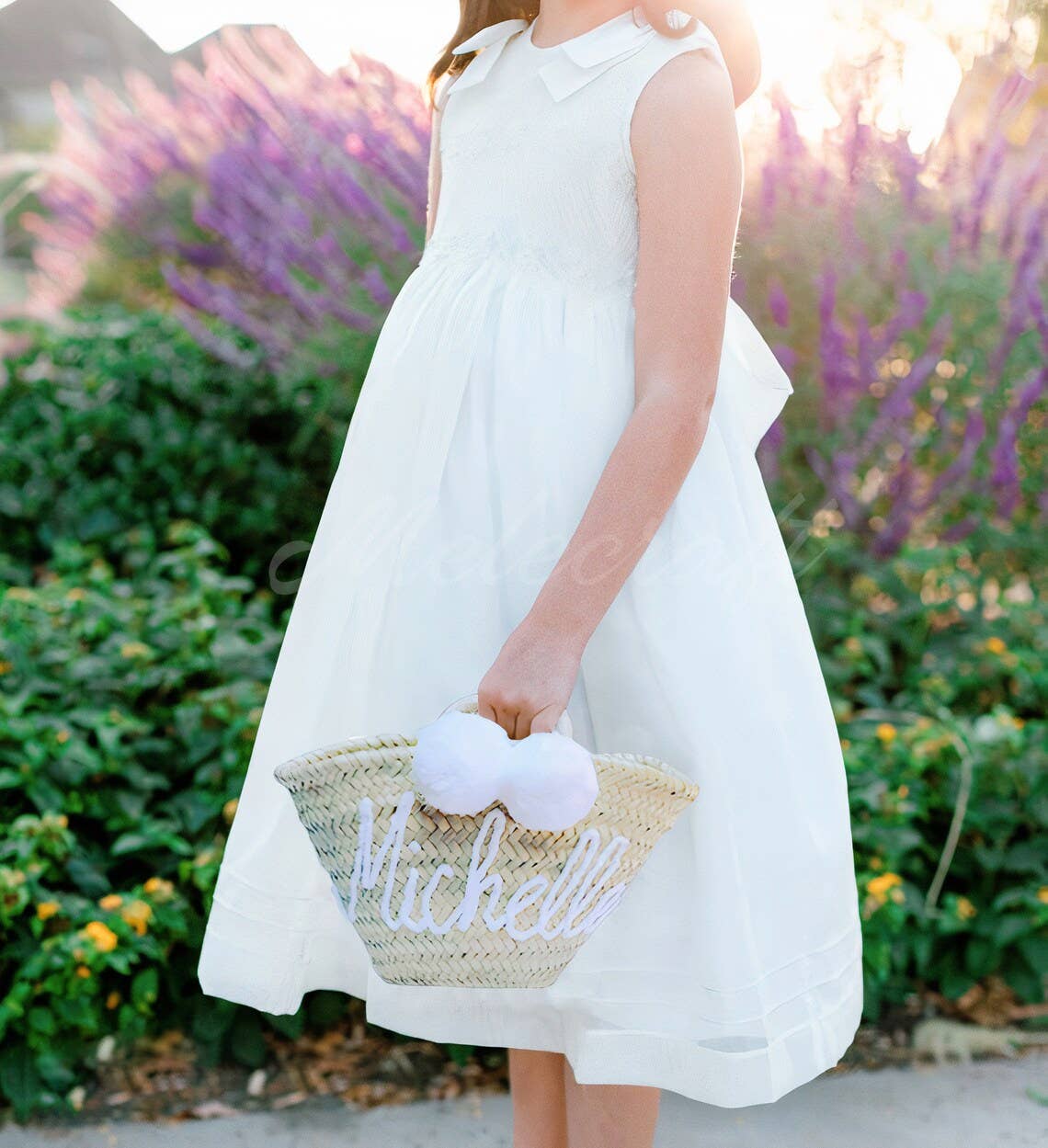 Melecraft – wholesale Beach bag – Personalized CUSTOM MONOGRAM WEDDING FlowerGirl Straw Basket7