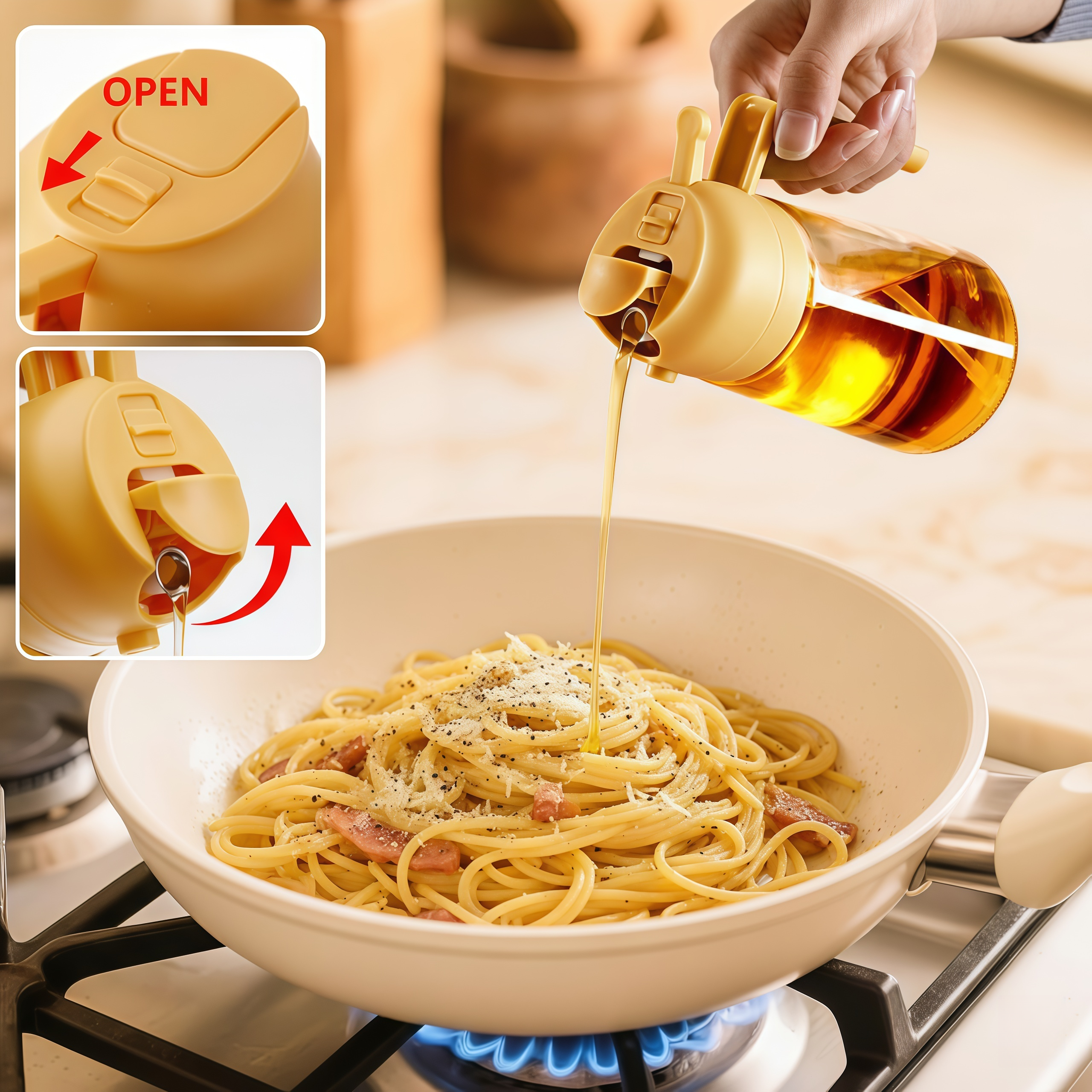 Otterware – wholesale Oil/vinegar dispenser – 2-in-1 Oil Sprayer & Oil Dispenser – 16oz Glass, Oil Bottle11